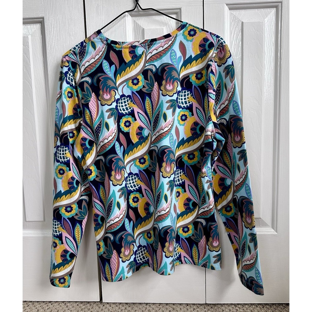 Talbots Women's L Multicolor Floral Knit Lightweight Soft Pullover Long Sleeves - Picture 6 of 9